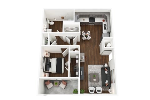 Floor plan for 1 bed, 1 bath